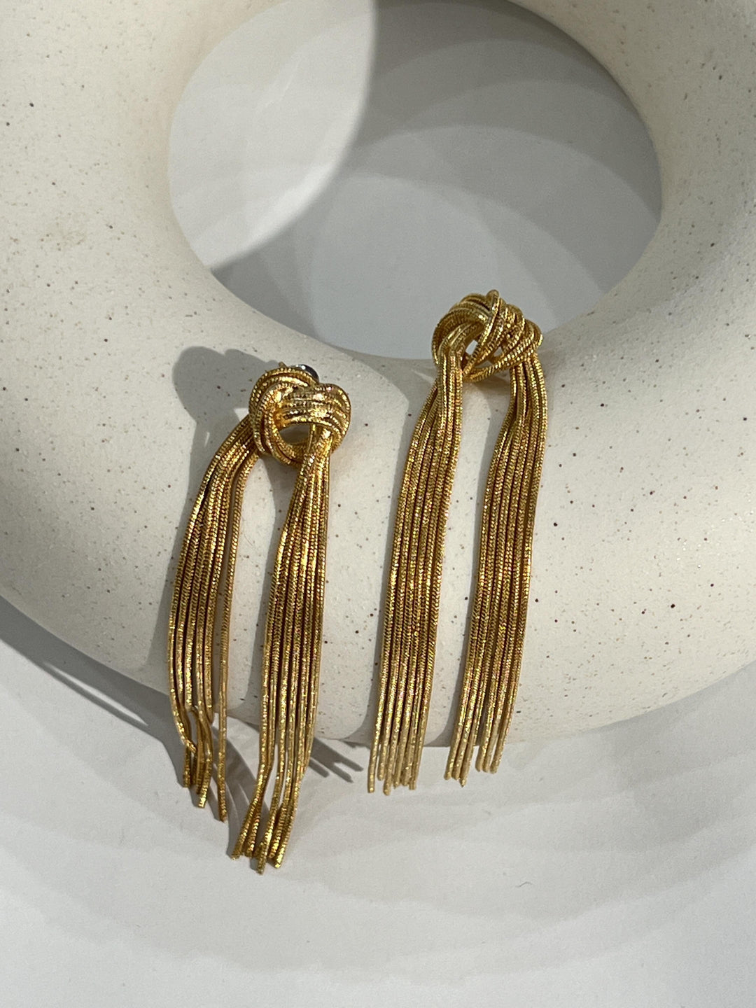 Phoenix Gold Tied Tassel Earrings