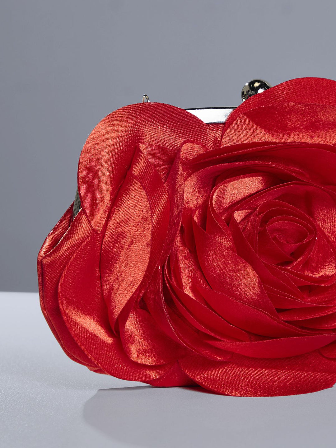 Wells Red Flower Satin Clutch
