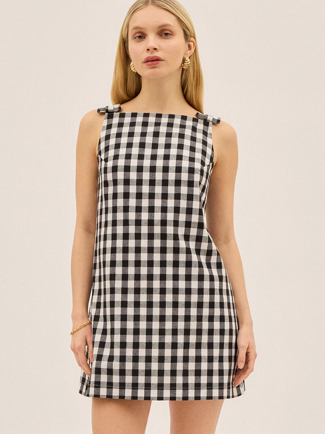 Angelica Gingham Linen Blend Mini Dress