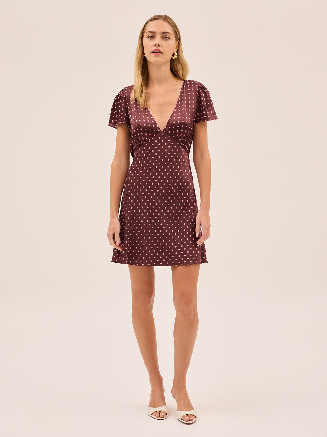 Florence Brown Pin Dot Print Dress