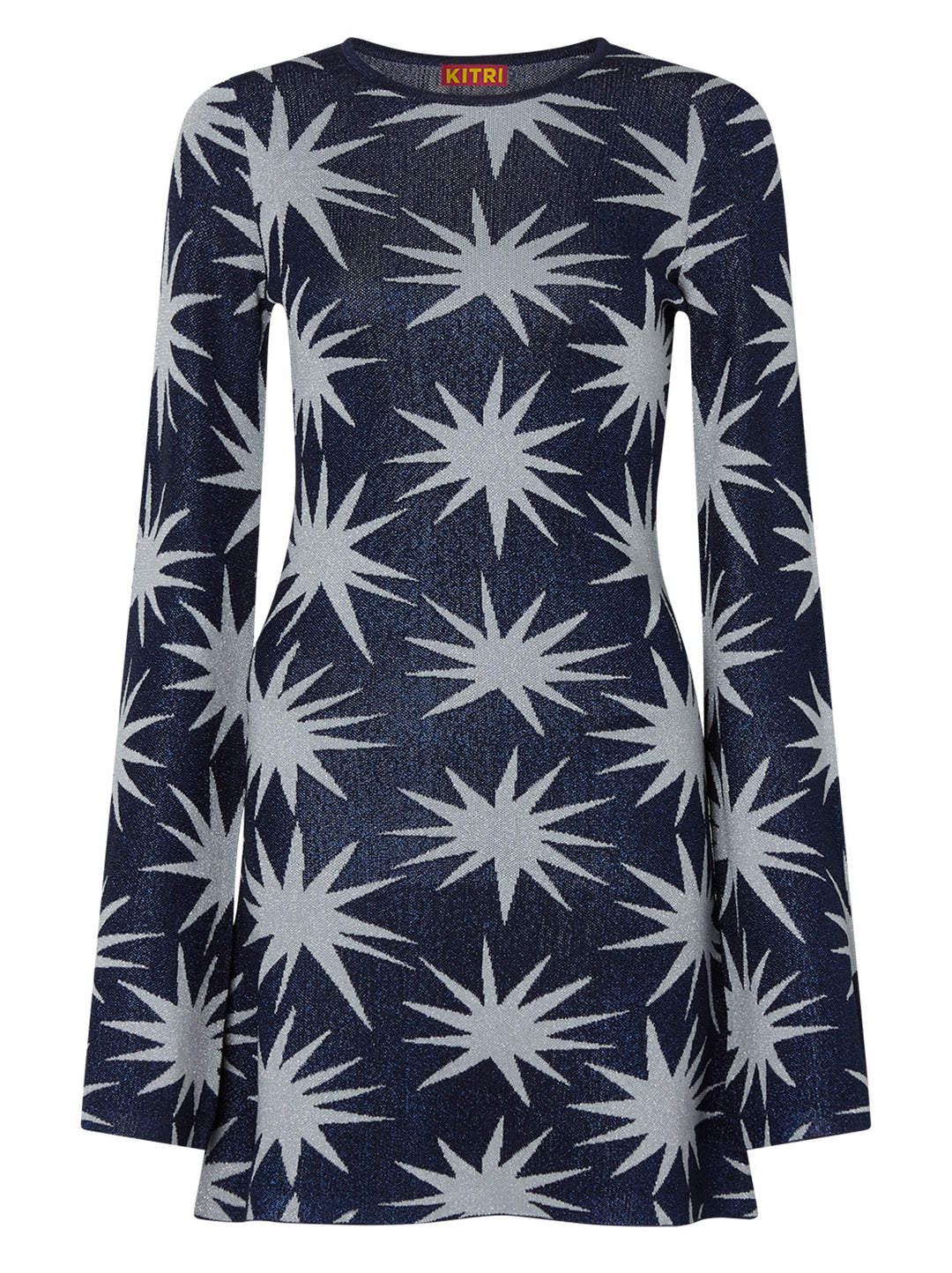Greta Navy Star Lurex Knit Mini Dress